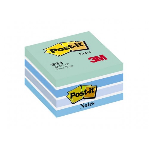 Notisblock Post-it Notes (2028-B), Kub, 76x76mm Blå/Vit (450 ark) pastellblå