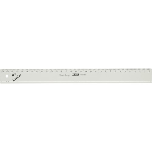 Linjal M+R, plast, 30cm cm/mm-gradering, Klar/Transparent, för vänsterhänta 1/fp