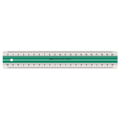 Linjal Linex-S20MM superlinjal, dubbel, antiglid, plast, 20cm cm/mm-gradering, Transparent 1/fp