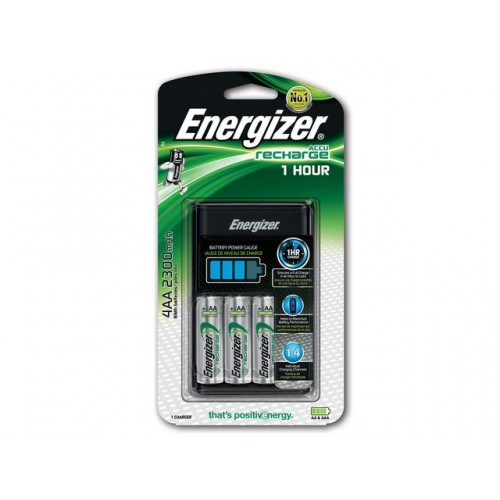 Batteriladdare, snabbladdare, Energizer Recharge 1H (för AA/AAA) + 4 st AA-batterier 2300mAh
