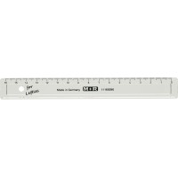 Linjal M+R, plast, 16cm cm/mm-gradering, Klar/Transparent, för vänsterhänta 1/fp