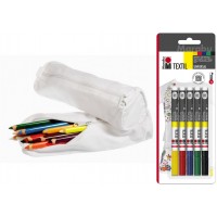 Textilpennset: 5 st textilpennor 1-2mm + 2 st pennfodral för färgläggning Textilpennset: 5 st textilpennor 1-2mm + 2 st pennfodral för färgläggning