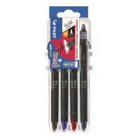 Rollerballpenna Pilot Frixion POINT Clicker BLRT-FRP5, 0,5mm (Synergy Tip), raderbart bläck, 4 färger/fp (Svart, Blå, Röd och Blå-Svart)