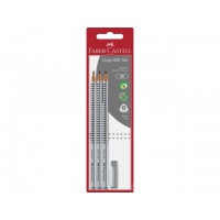 Set: Blyertspenna Faber-Castell Grip 2001 Set, HB, 3 st pennor + 1 st radertopp/fp