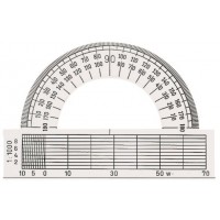 Gradskiva/Halvcirkelgradskiva, plast, 0-180 grader, bas 9cm, Klar/Transparent 1/fp