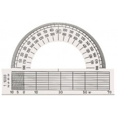 Gradskiva/Halvcirkelgradskiva, plast, 0-180 grader, bas 9cm, Klar/Transparent 1/fp
