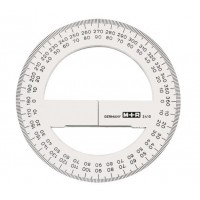 Gradskiva/Helcirkelgradskiva M+R, plast, 0-360 grader, 10cm, Klar/Transparent 1/fp