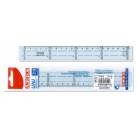 Linjal, tvärgraderad, plast, 20cm cm/mm-gradering, Klar/Transparent 1/fp