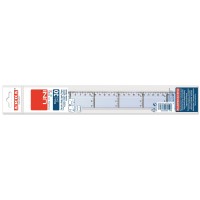 Linjal, tvärgraderad, plast, 30cm cm/mm-gradering, Klar/Transparent 1/fp