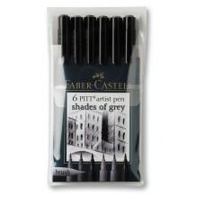 Faber-Castell 6 PITT Shades of Grey med olika gråtoner