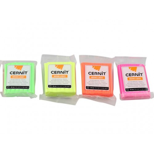 Cernit modellera Neon Light, 4 neonfärger x 56 gram