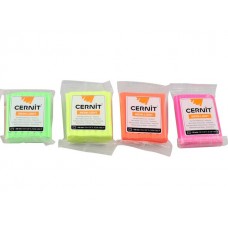 Cernit Number One modellera Neon Light, 4 neonfärger x 56 gram