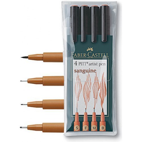 Faber-Castell 4 PITT Artist pen, olika spetsar Rötel (sanguine) Faber-Castell 4 PITT Artist pen, olika spetsar Rötel (sanguine)