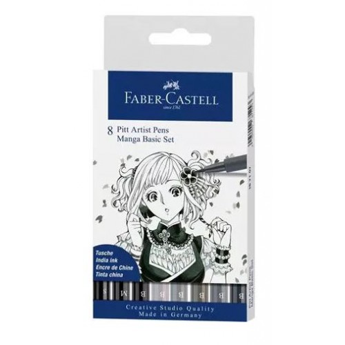 Faber-Castell 8 PITT Manga Basic set, 8 pennor/fp