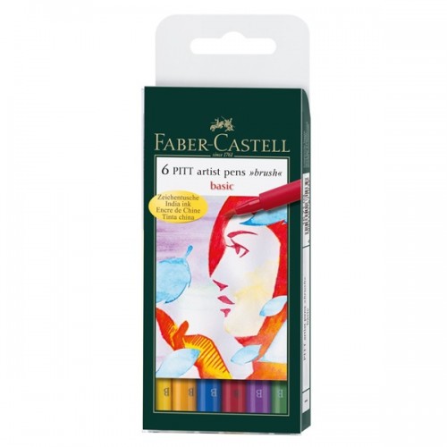 Faber-Castell 6 PITT Basic, 6 färger/fp Faber-Castell 6 PITT Basic, 6 färger/fp