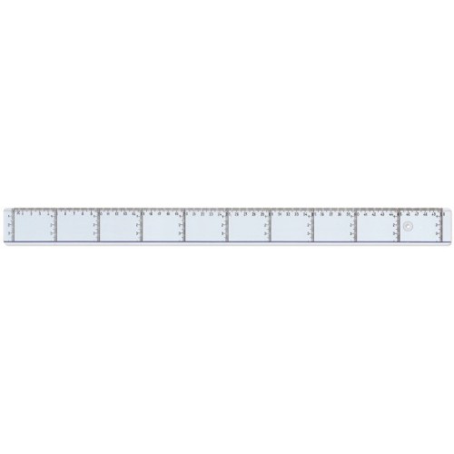 Linjal, tvärgraderad, plast, 50cm cm/mm-gradering, Klar/Transparent 1/fp