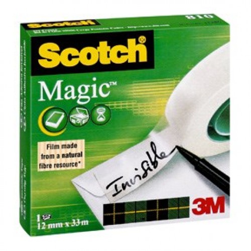 Dokumenttejp Scotch 810 Magic Invisible, 33m x 12mm, 1 rulle/fp Tejp Dokument