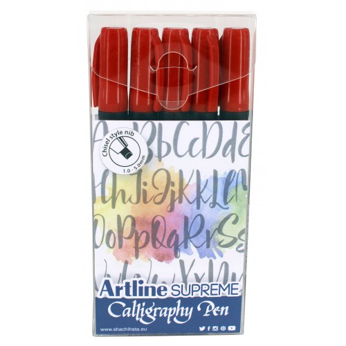 Kalligrafipennor Artline Supreme Calligraphy Pen 1-5mm Röd, 5 pennor/fp