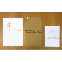 Kartongkuvert / Pappkuvert A5, 245x170mm (passar A5-format), Brun 100/fp