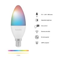 Smart lampa, WiFi, Hombli Smart Bulb E14, LED, RGB & CCT, 4,5W, Dimbar, Multifärg
