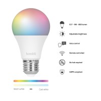 Smart lampa, WiFi, Hombli Smart Bulb E27, LED, RGB & CCT, 9W, Dimbar, Multifärg Smart lampa, WiFi, Hombli Smart Bulb E27, LED, RGB & CCT, 9W, Dimbar, Multifärg