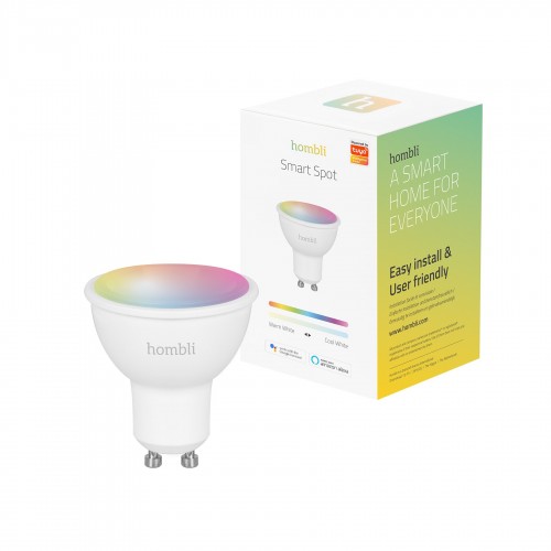 Smart lampa, WiFi, Hombli Smart Spot GU10, LED, RGB & CCT, 5W, Dimbar, Multifärg