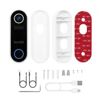 Smart dörrklocka med kamera, WiFi, Hombli Smart Doorbell 2, batteridriven, Vit