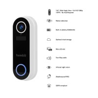 Smart dörrklocka med kamera, WiFi, Hombli Smart Doorbell 2, batteridriven, Vit