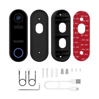 Smart dörrklocka med kamera, WiFi, Hombli Smart Doorbell 2, batteridriven, Svart
