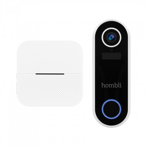 Smart dörrklocka med kamera + rinklocka, WiFi, Hombli Smart Doorbell 2 + Chime, batteridriven, Vit