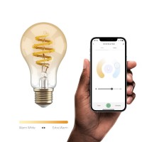 Smart lampa, WiFi, Hombli Smart Bulb Amber A60, E27, LED, CCT, 5,5W, Dimbar, Retro Filament, med retrofilament