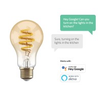 Smart lampa, WiFi, Hombli Smart Bulb Amber A60, E27, LED, CCT, 5,5W, Dimbar, Retro Filament, med retrofilament