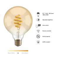 Smart lampa, WiFi, Hombli Smart Bulb Amber G95, E27, LED, CCT, 5,5W, Dimbar, Retro Filament, med retrofilament