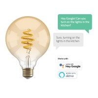 Smart lampa, WiFi, Hombli Smart Bulb Amber G95, E27, LED, CCT, 5,5W, Dimbar, Retro Filament, med retrofilament