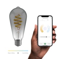 Smart lampa, WiFi, Hombli Smart Bulb Smokey ST64, E27, LED, CCT, 5,5W, Dimbar, Retro Filament, med retrofilament