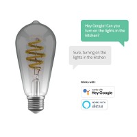 Smart lampa, WiFi, Hombli Smart Bulb Smokey ST64, E27, LED, CCT, 5,5W, Dimbar, Retro Filament, med retrofilament