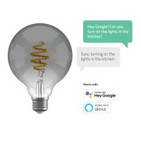 Smart lampa, WiFi, Hombli Smart Bulb Smokey G95, E27, LED, CCT, 5,5W, Dimbar, Retro Filament, med retrofilament