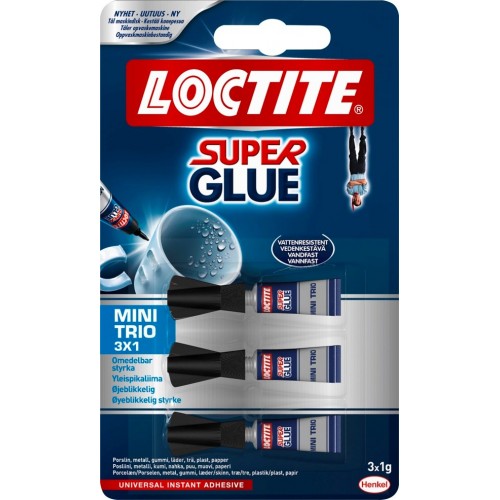 Loctite: Superlim/Snabblim, universallim, Loctite Super Glue Mini Dose Trio, 3 x 1 gram