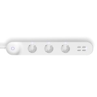 Grenuttag/Strömfördelare, WiFi, iiglo, Smart Power Strip 3x Jordade uttag + 4x USB, 16A, 1,4m, Vit (med energimätning)