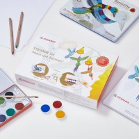 Presentset/Målningsset: Stockmar Painting and Drawing Set (hexagonalformade färgpennor + akvarelltäckfärg + målarblock)