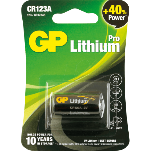 Batterier GP Photo Lithium Pro 3V, 1400mAh, CR123A, 1/fp