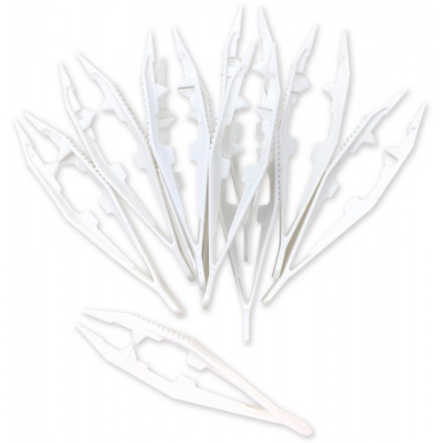 Pincetter till rörpärlor, 10,1x2,3cm, plast, vit 10/fp