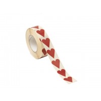 Stickers / Klistermärken på rulle, Hjärtan, Röd, 20x23mm, 1000 etiketter/rulle