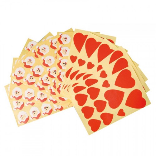 Stickers / Klistermärken Tomtar & hjärtan, 14 ark/fp (90 st tomtar & 88 st hjärtan)