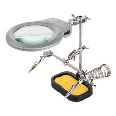 Lödstativ med förstoringsglas och hållare, goobay, silver/svart