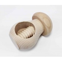 Nötknäckare/Nötkross/Nötknäppare med skruv, tillverkad i bok, 10x6cm (4cm nöthål)