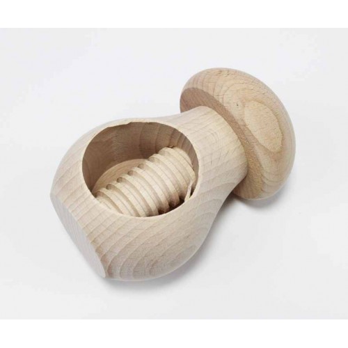 Nötknäckare/Nötkross/Nötknäppare med skruv, tillverkad i bok, 10x6cm (4cm nöthål)