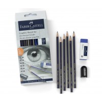 Ritset: Teckningsblock spiral A4 200g, 30 blad + Pennset Faber-Castell Graphite Sketch Set Goldfaber