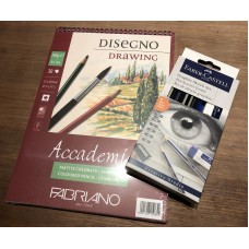 Ritset: Teckningsblock spiral A4 200g, 30 blad + Pennset Faber-Castell Graphite Sketch Set Goldfaber