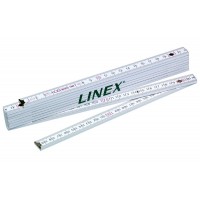 Centimeterstock  (ej tum), Linex, i trä, med gradmarkering (vinkel), 2 meter, Vit
